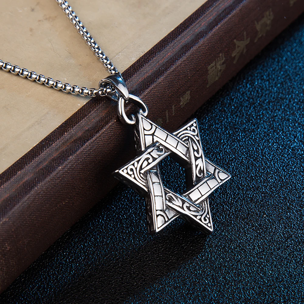 Necklace For Men Double-Sided Hexagram Pendants Fashion School Pendants Personality Titanium Steel Personality Pendants