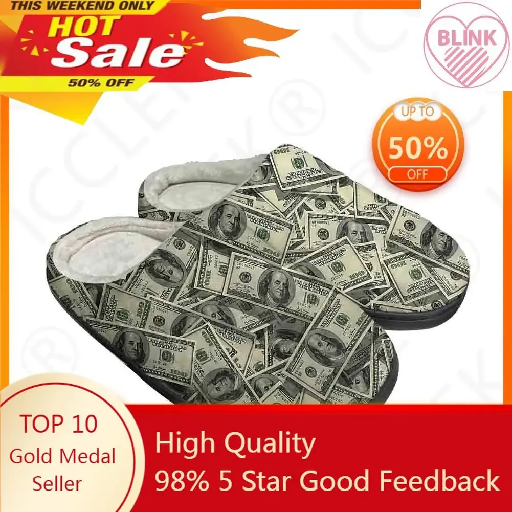 

Dollar Dollars Money Home Cotton Custom Slippers High Quality Mens Womens Plush Fashion Casual Keep Warm Shoes Thermal Slipper