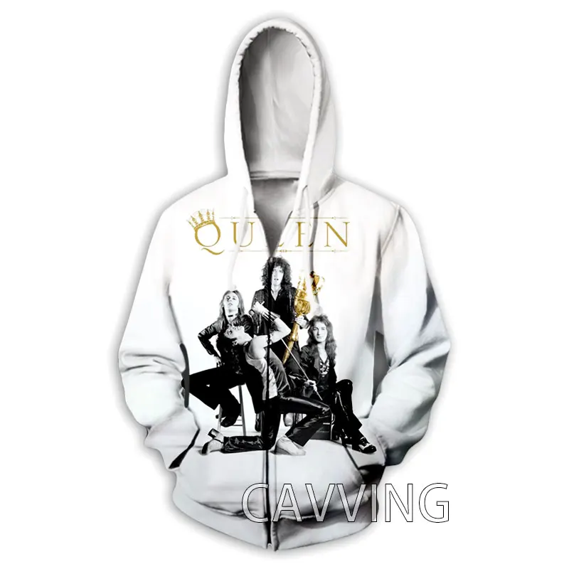 CAVVING 3D Printed Queen Rock Band Zipper Hoodies Zip Hooded Sweatshirt Harajuku Hoodie Sweatshirt for Men/women Z02