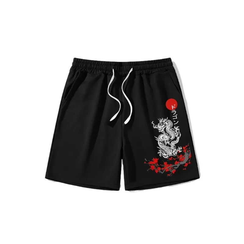 

Outdoor hip-hop streetwear shorts large size hot selling, fashionable new style printed, Japanese dragon pattern texture pattern