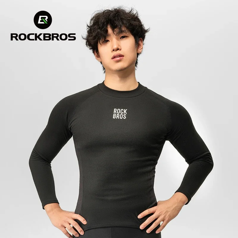 ROCKBROS-ropa interior de ciclismo para hombre, Jersey cálido de lana a prueba de viento para deportes al aire libre, capa Base de ciclismo, ropa de bicicleta para hombre