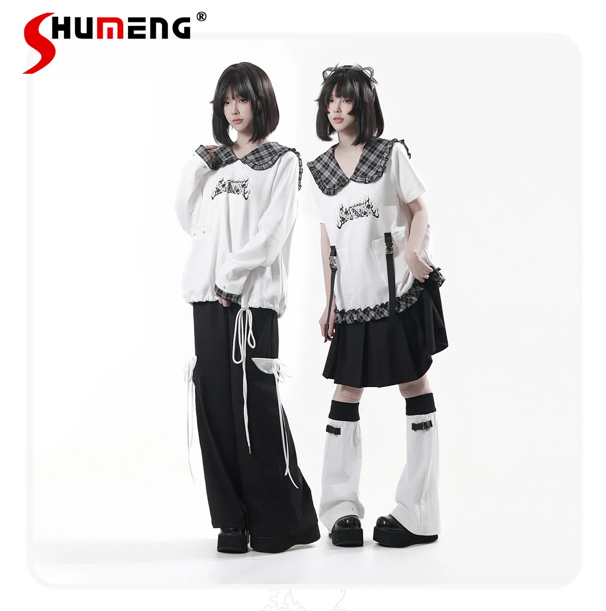 

2026 Spring Summer New College Style Sweet Cool Girl's Y2K Outfit Original Short-Sleeve Top T-Shirt, Pants Skirt Leg Warmers Set