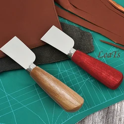 Leather Cutting Knife Edging Knife Leather Working Knife with Wooden Handle Easy Trimming For Leathercraft Cutting 1 PCS