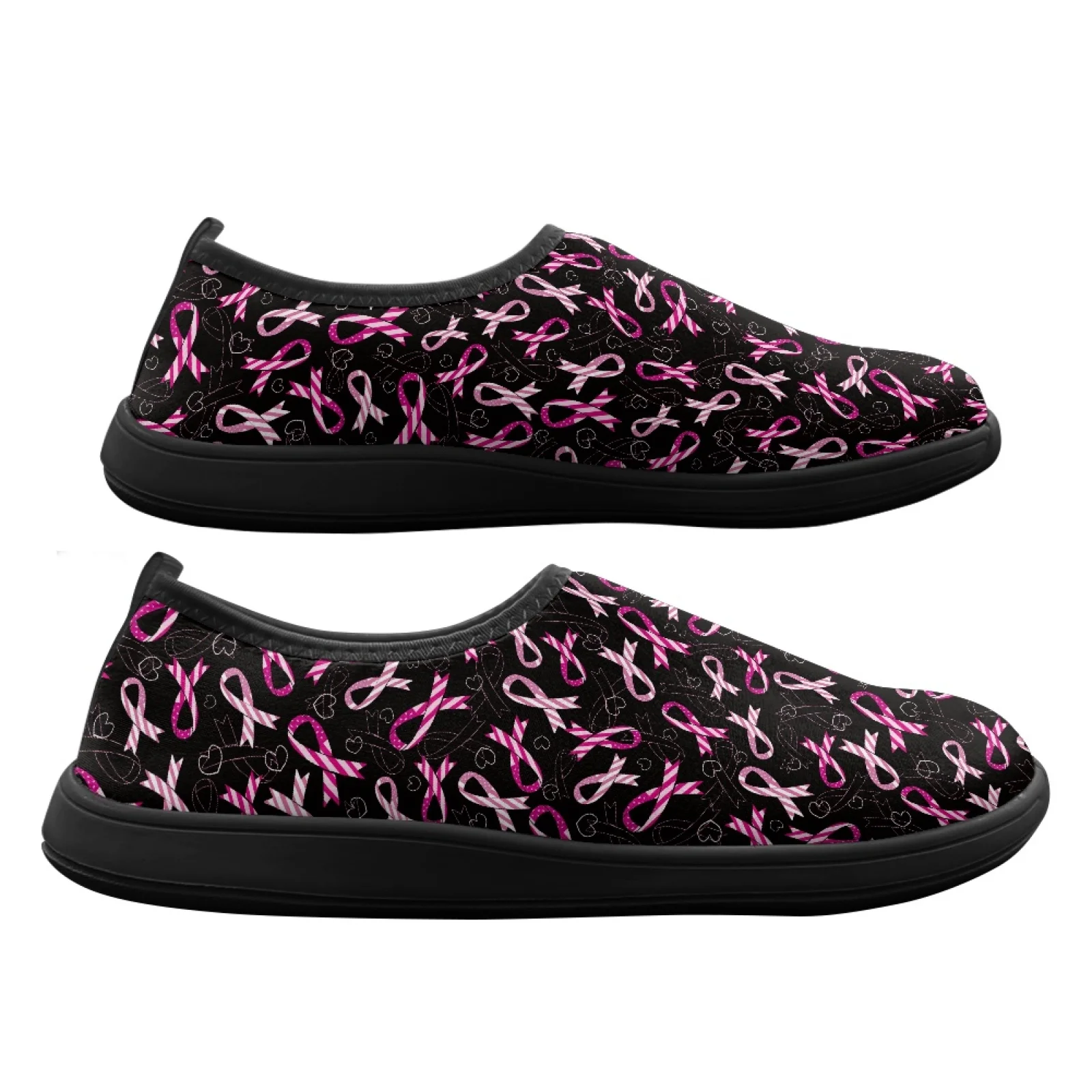PENSTROLL Wide Width Zero Drop Sneakers Non Slip Zero Drop Walking Sneakers for Tennis Men Pink Ribbon