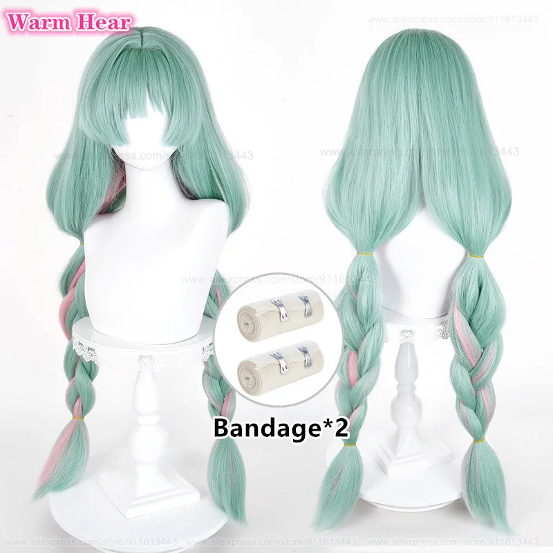 

New! Game Phrolova Synthetic Hair Long 98cm Mixed Color Double Braids Cosplay Anime Wig Heat Resistant Hair Halloween Party Wigs