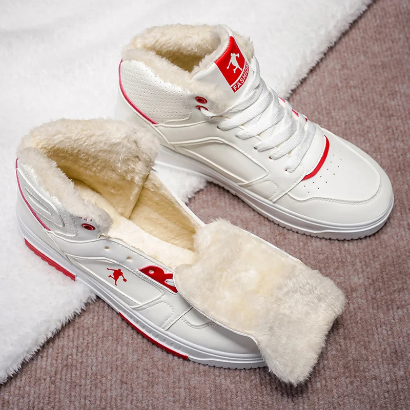 أحذية الثلوج الرجالية الشتوية الجديدة لعام 2025 عالية الجودة مبطنة بالصوف، ألوان عصرية - أحذية رجالية دافئة ومريحة