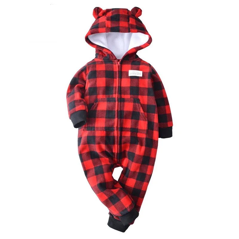 Warm Baby Rompers 2023 Autumn Winter Cartoon Hooded Fleece Baby Girls Costume Newborn Babies jumpsuits