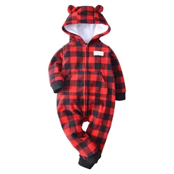 Warm Baby Rompers 2023 Autumn Winter Cartoon Hooded Fleece Baby Girls Costume Newborn Babies jumpsuits