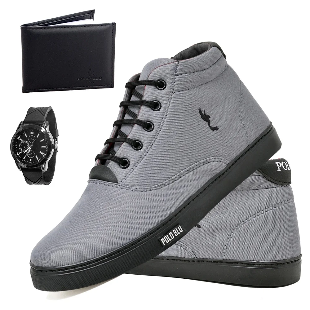 Men's Polo Blu Cano Alto Boots Light and Modern Men's Shoes with Watch Wallet from 37 to 46