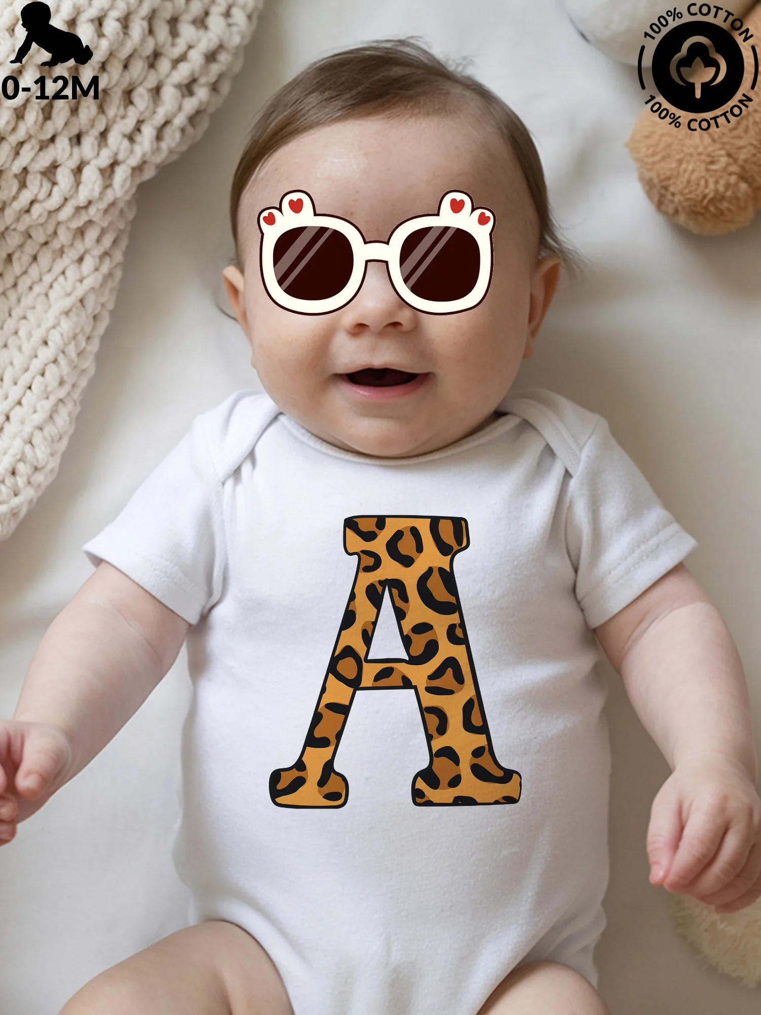 

Детский комбинезон-слип унисекс с леопардовым принтом, из чистого хлопка, мягкий, всесезонный, белый, 190 г/м²