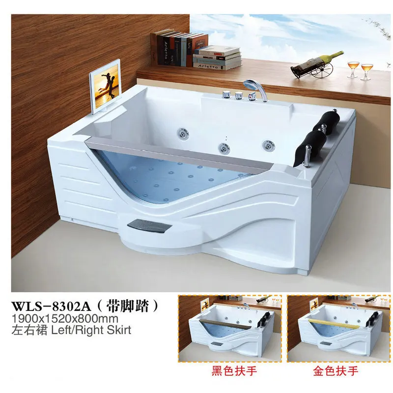 Acrylic Double Couple Surfing Massage Cylinder Hotel Home Smart Thermostatic With Pillow Pedal Bathtub 8302A