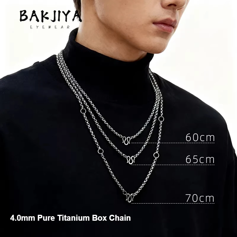 New Design 4.0mm Pure Titanium Box Chain Men's Necklace, Hangable Multiple Pendants, Lightweight Skin-Friendly Women's Necklace