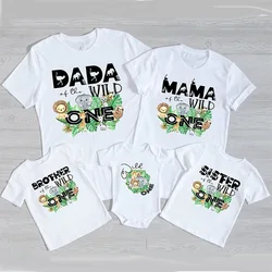 Wild One Family Matching Clother Jungle Party Dad Mom Sister Brother Baby Look Outfits T-shirt One Birthday Family T Shirts Tops