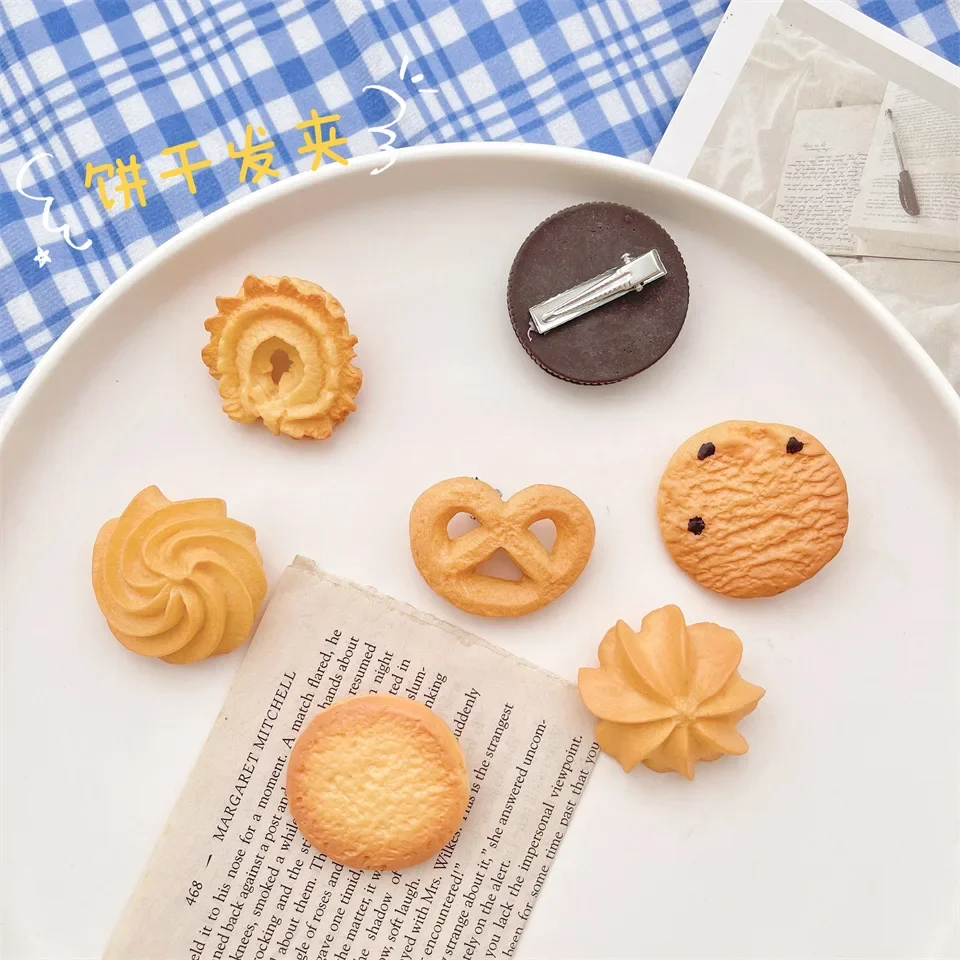 Cute cookies simulated food funny fringe clip hair accessories