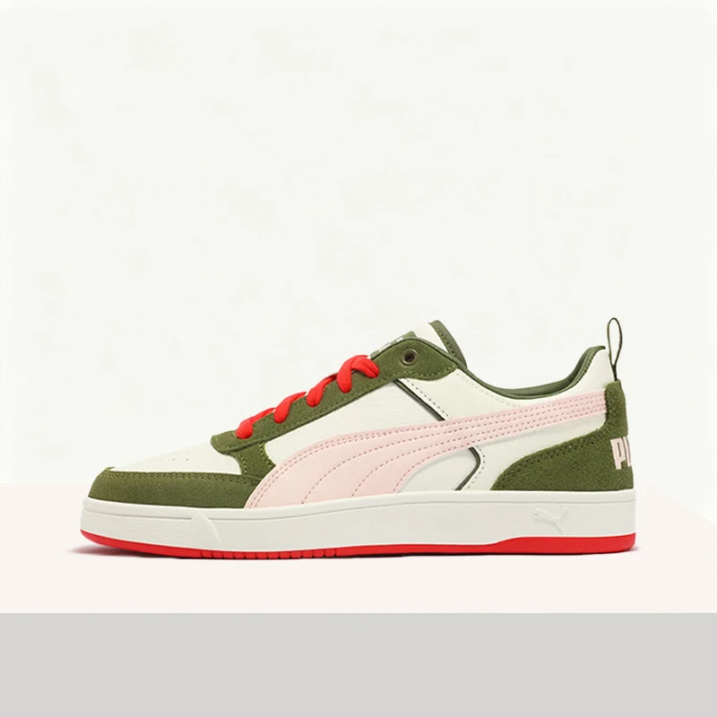

Puma Dribble: Универсальные низкие повседневные кроссовки с модным лоскутным дизайном – унисекс-модель в белом, зеленом и цвете Pi 401057-03