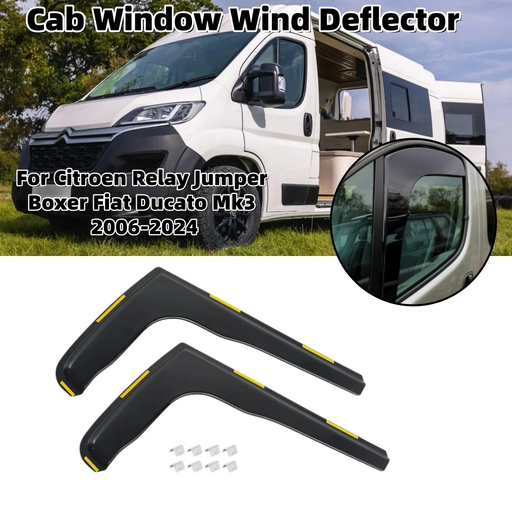 

2Pcs RV Cab Window Wind Deflectors For Citroen Relay Jumper Boxer Fiat Ducato Mk3 2006-2024 Van Window Protection Accessories