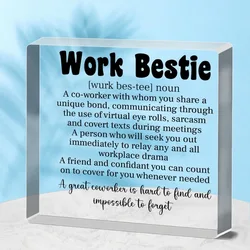 1pc ，Acrylic Desk Sign for Work Bestie - Uncharged Office Appreciation Gift for Colleagues and Coworkers