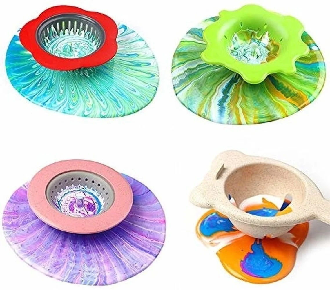 1 PCS Acrylic Pouring Strainers Plastic Silicone Strainer Flower Drain Basket Acrylic Paint Pouring Supplies