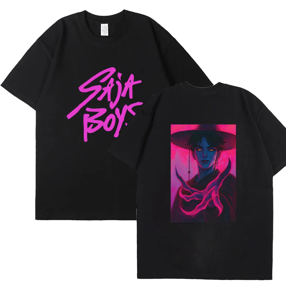 Anime Saja Boys Cosplay Kostium Męski T-Shirt Kpop Demon Hunters Unikalna Koszulka Krótki Rękaw Okrągły Dekolt Bawełniana Odzież Letnia