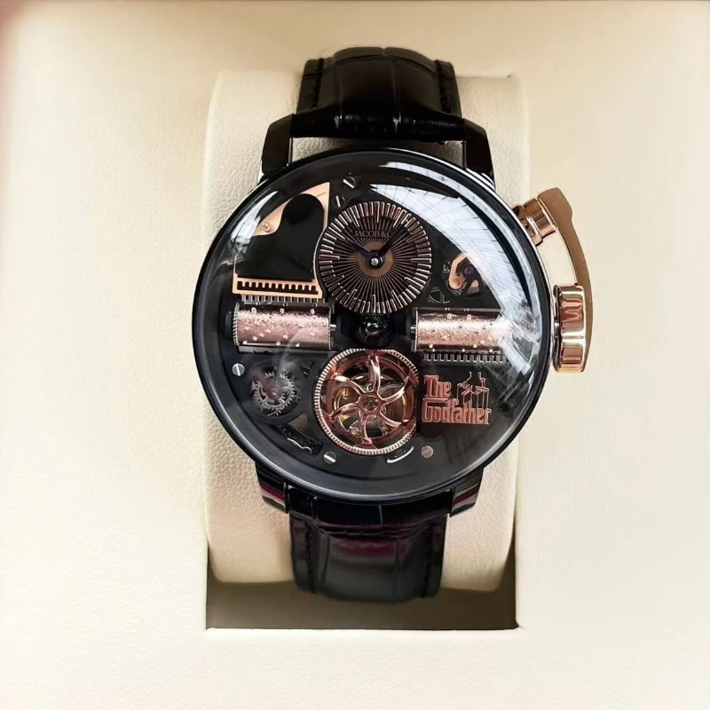 Reloj mecánico Tourbillon para hombre de la serie Godfather, reloj de edición limitada de precisión de alta gama, resistente al agua hasta 50 aniversario