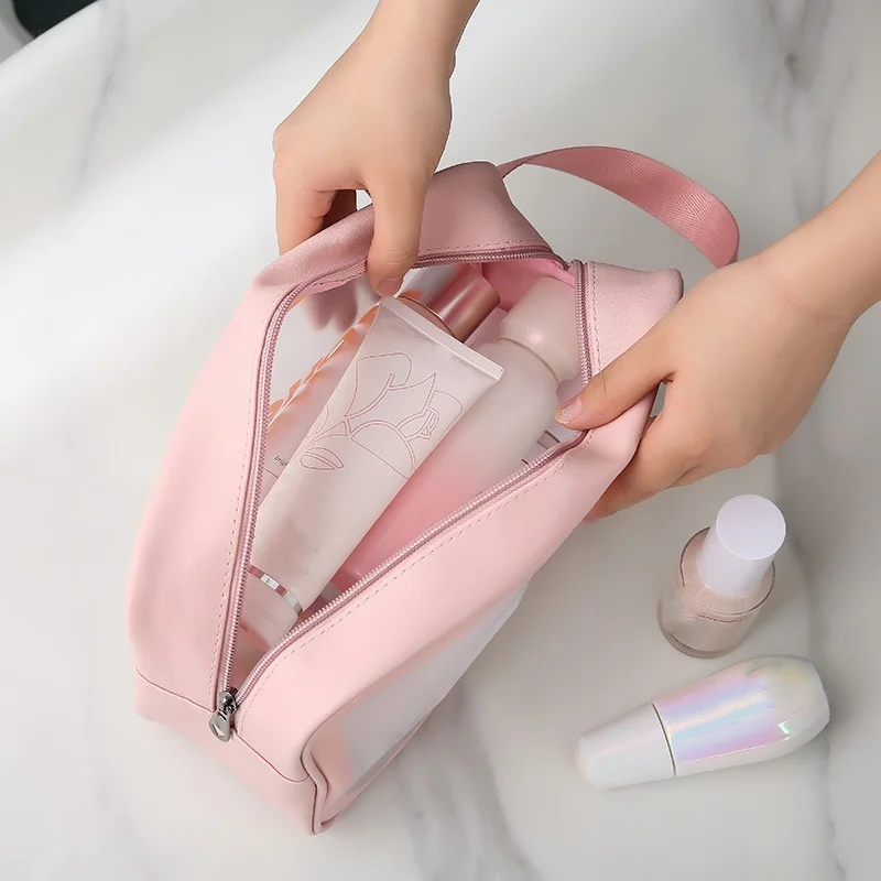 PU Transparent Three Piece Makeup Bag Wash Bag Large Capacity PVC Waterproof Swimming Fitness Portable Storage Bag