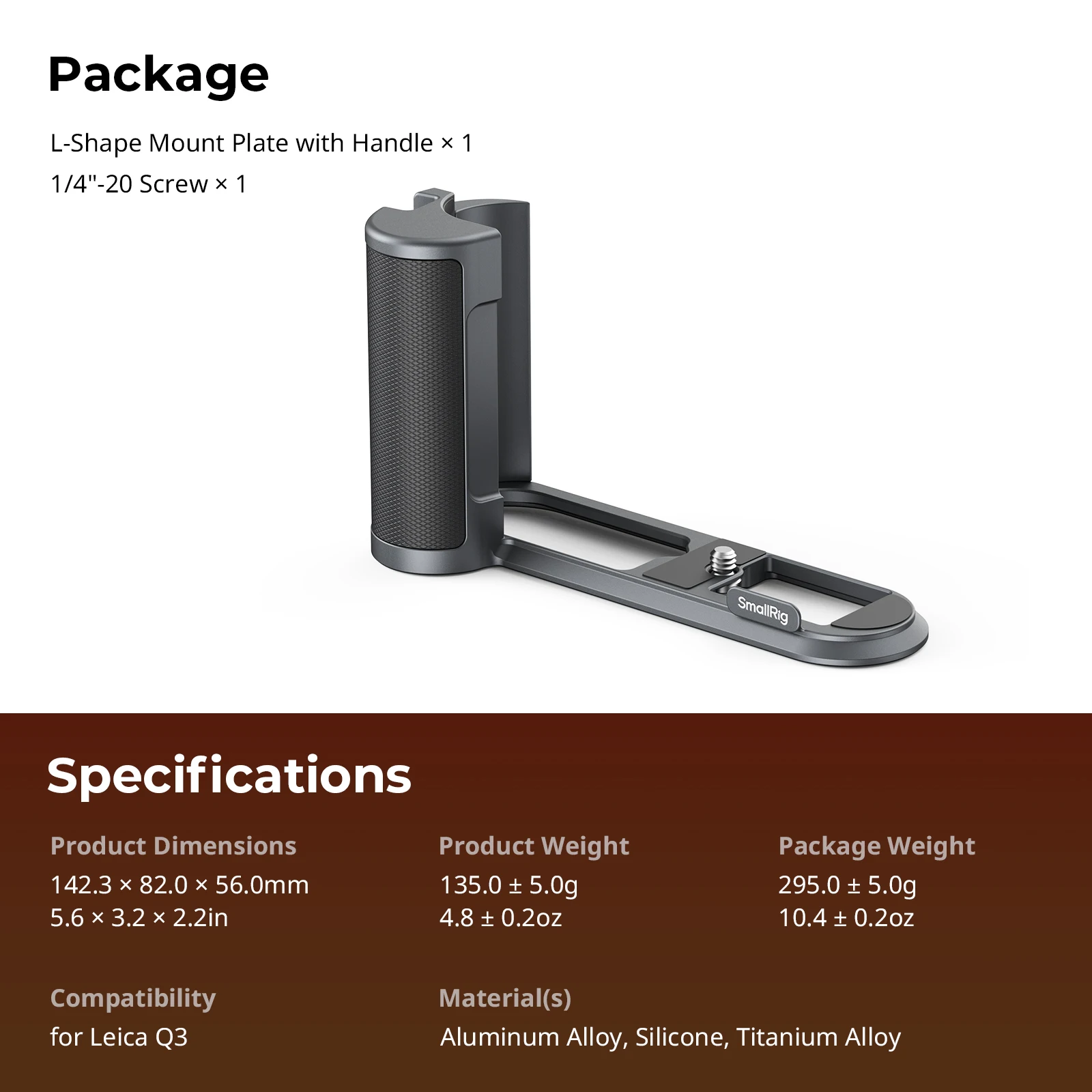 Smallrig Q3 L-Vormige Handgreep Voor Leica Q3, L-Vormige Montageplaat Met Ergonomische Grip, Ingebouwde Snelkoppelingsplaat Voor Arca -4568