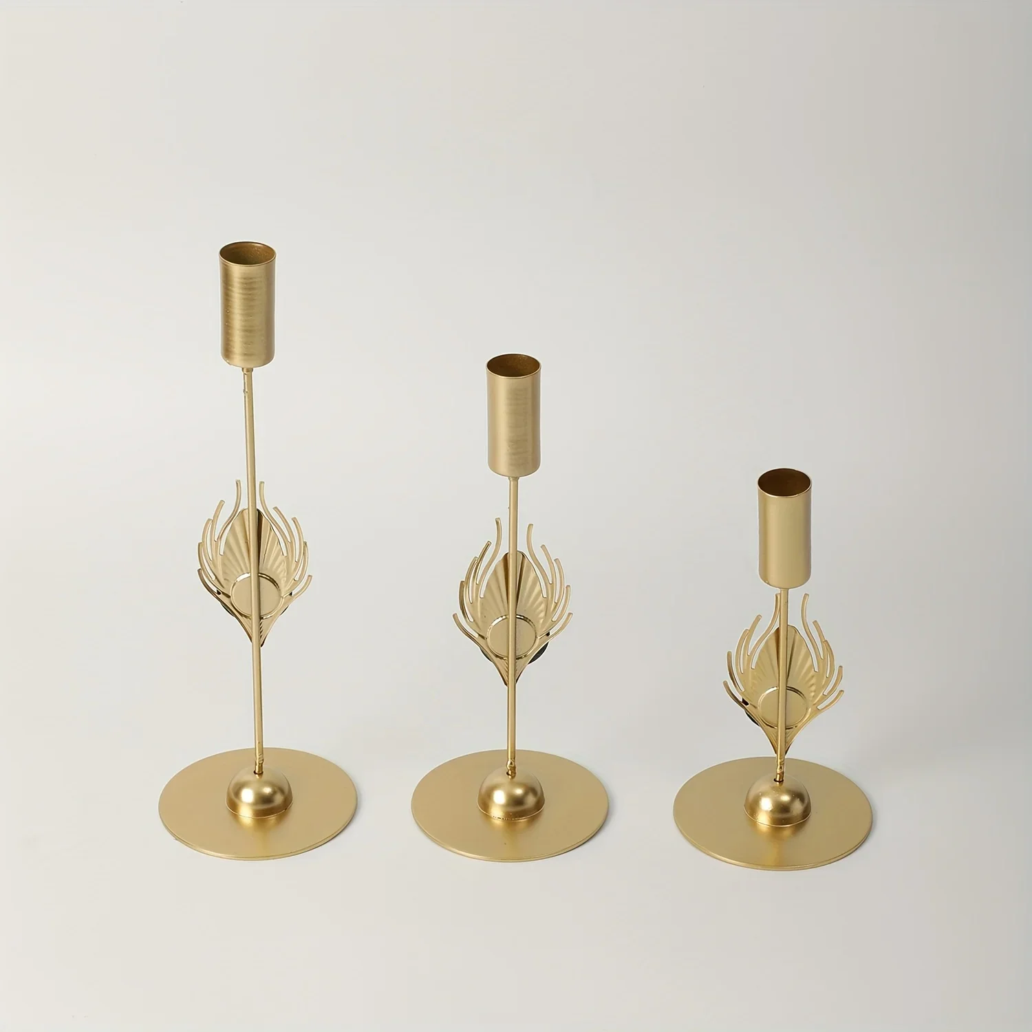 3 قطع - مجموعة حامل شموع عالية القطب - حامل شموع معدني أنيق على سطح الطاولة، رومانسي، مثالي لديكور المنزل (الشموع غير متضمنة) #5