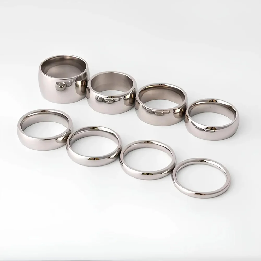 Women's 6mm High Polished Wedding Band Stainless Steel Ring Classic Bridal Jewelry Stackable Anniversary Gift for Wife