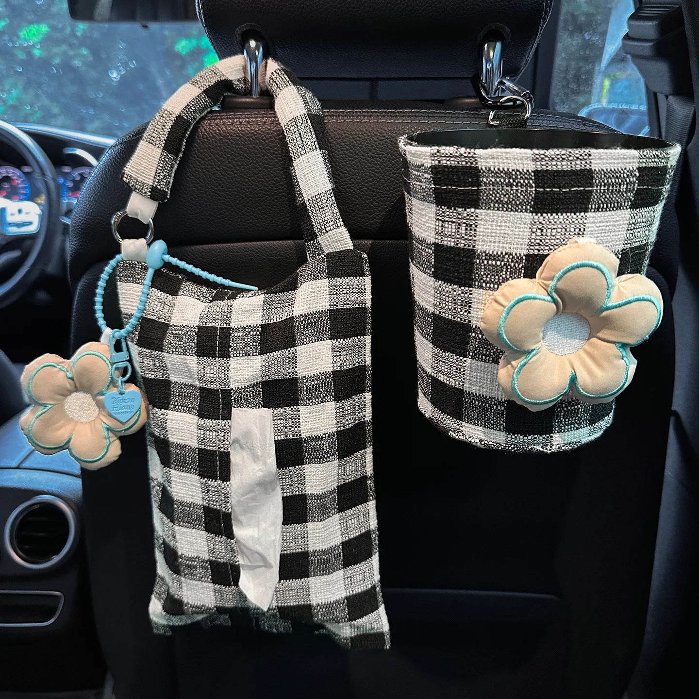 العالمي سيارة كيس النفايات المقعد الخلفي مسند الرأس القمامة القمامة سلة المهملات لطيف فتاة سيارة الأنسجة صندوق مظلة تخزين دلو #3