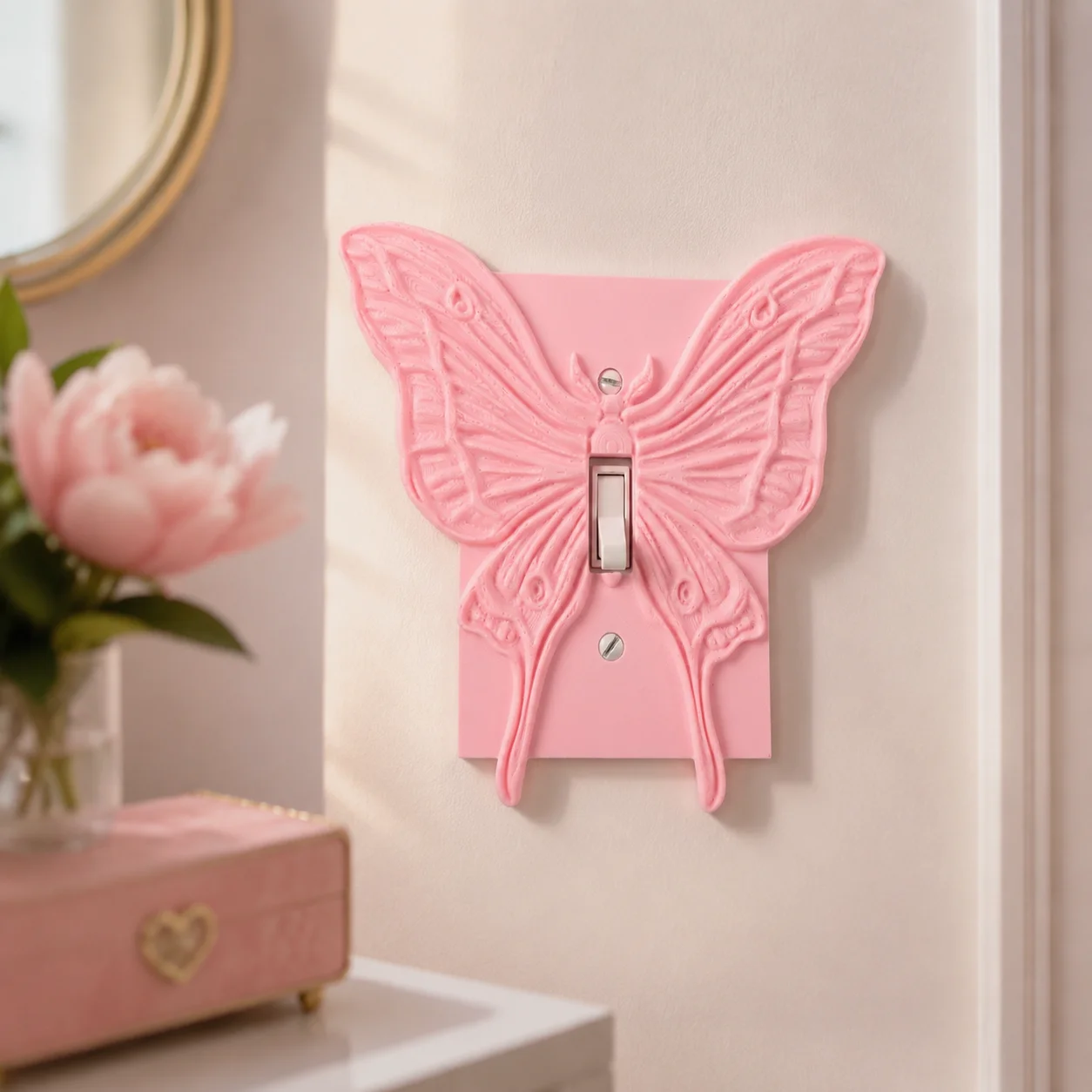 Cross-border 3D White Butterfly Single Toggle Switch Plate Minimalist Ins Style Resin Wall Decor Switch Cover