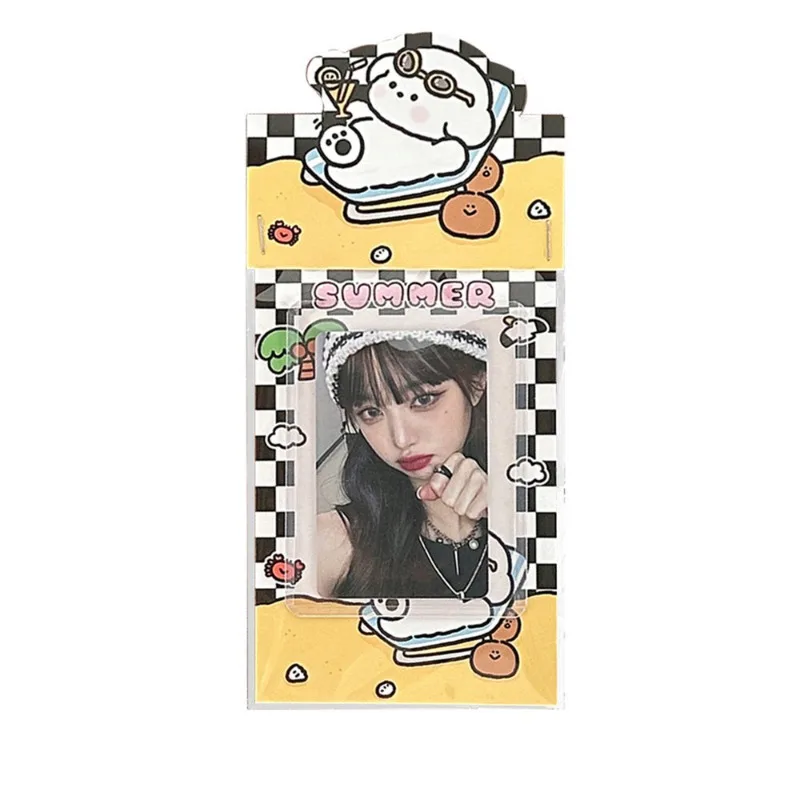 10Pcs Korean Cute Cartoon Puppy Grid Card Head Card Back Kpop Star 3 Inch Photo Card DIY Decor Packing Material Gift Packaging