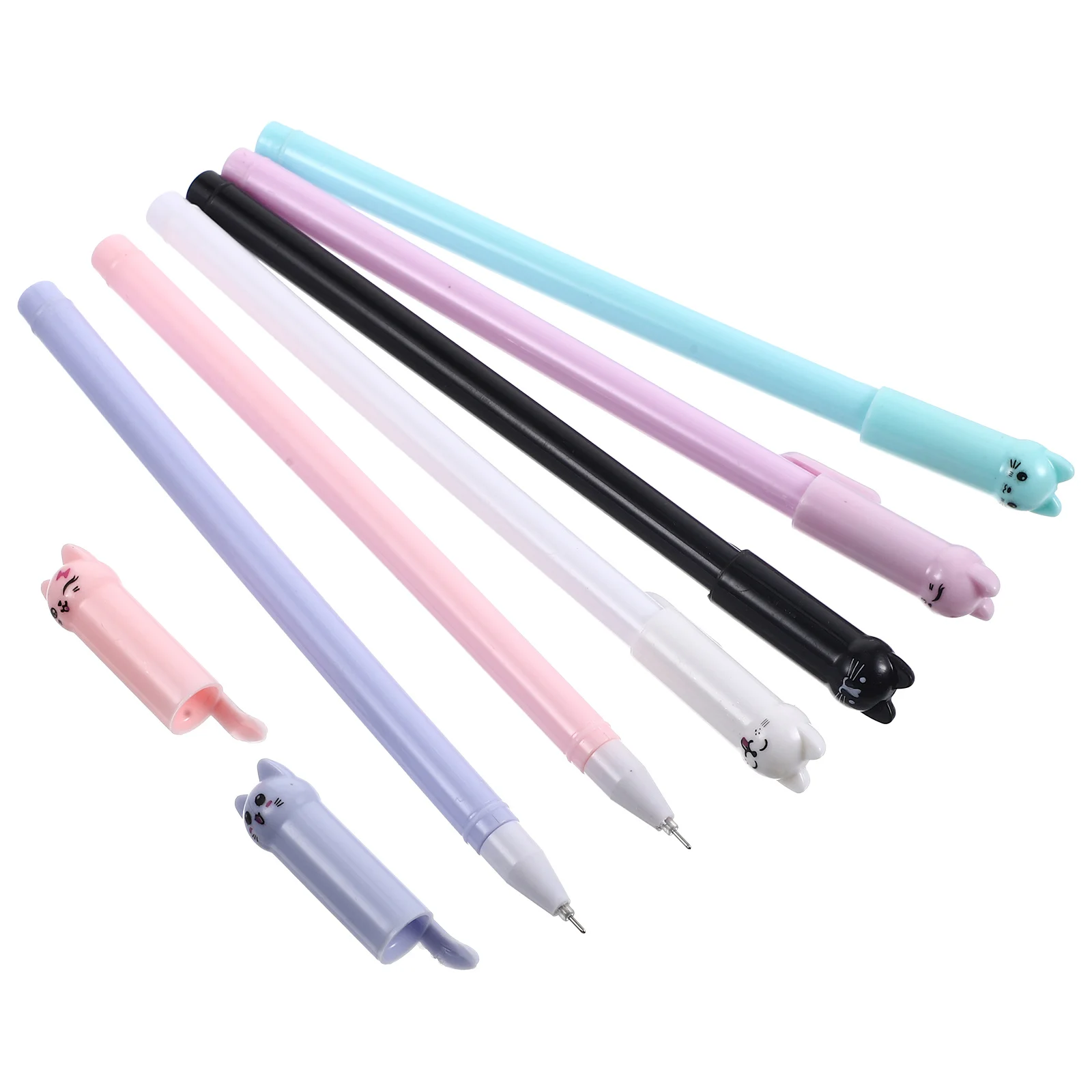 

6 pcs Creative Stationery Cute Cat Gel Smooth Writing Ink Pens For School Office Home Students Cartoon Kawaii Pens