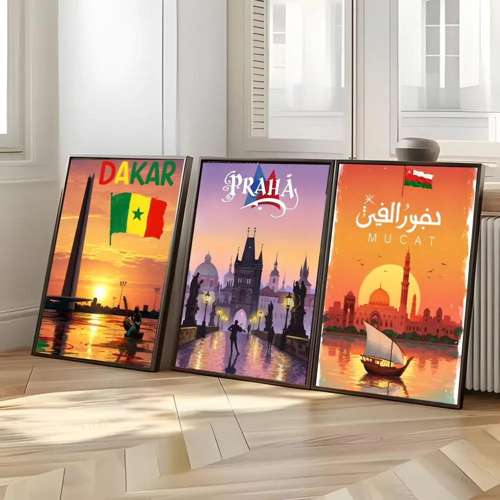 Art Scenery W-World Famous Cities Poster Distinct Home Decor Concepts Chic Indoor Art Pieces
