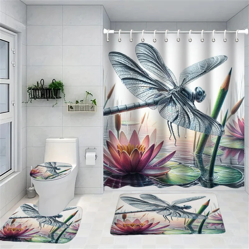 

Animal Floral Shower Curtain Simple Bath Sets Waterproof Non-Slip Bathroom Rug Toilet U With 12 Hooks Home Deco Free Ship Eye