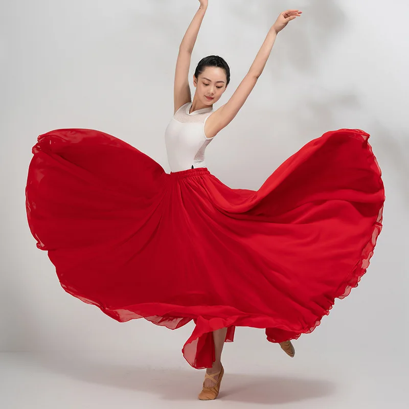 Classical dance attire, women's flowing Xinjiang dance performance attire, half length skirt, large swing skirt, modern ballet t