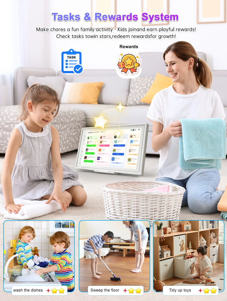 HGFRTEE 15,6-Zoll Smart Digitaler Kalender, FHD-Touchscreen-Display, Familienplaner & Digitaler Bilderrahmen, Wand-/Schreibtischmontage mit App – Detail 5