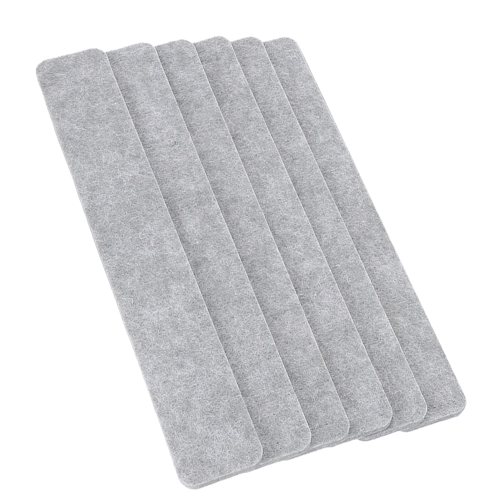 

6pcs Felt Display Board Light Grey Memo Wall Decoration Self Adhesive Soft Material Pushpin Bulletin Cork Strips Tiles