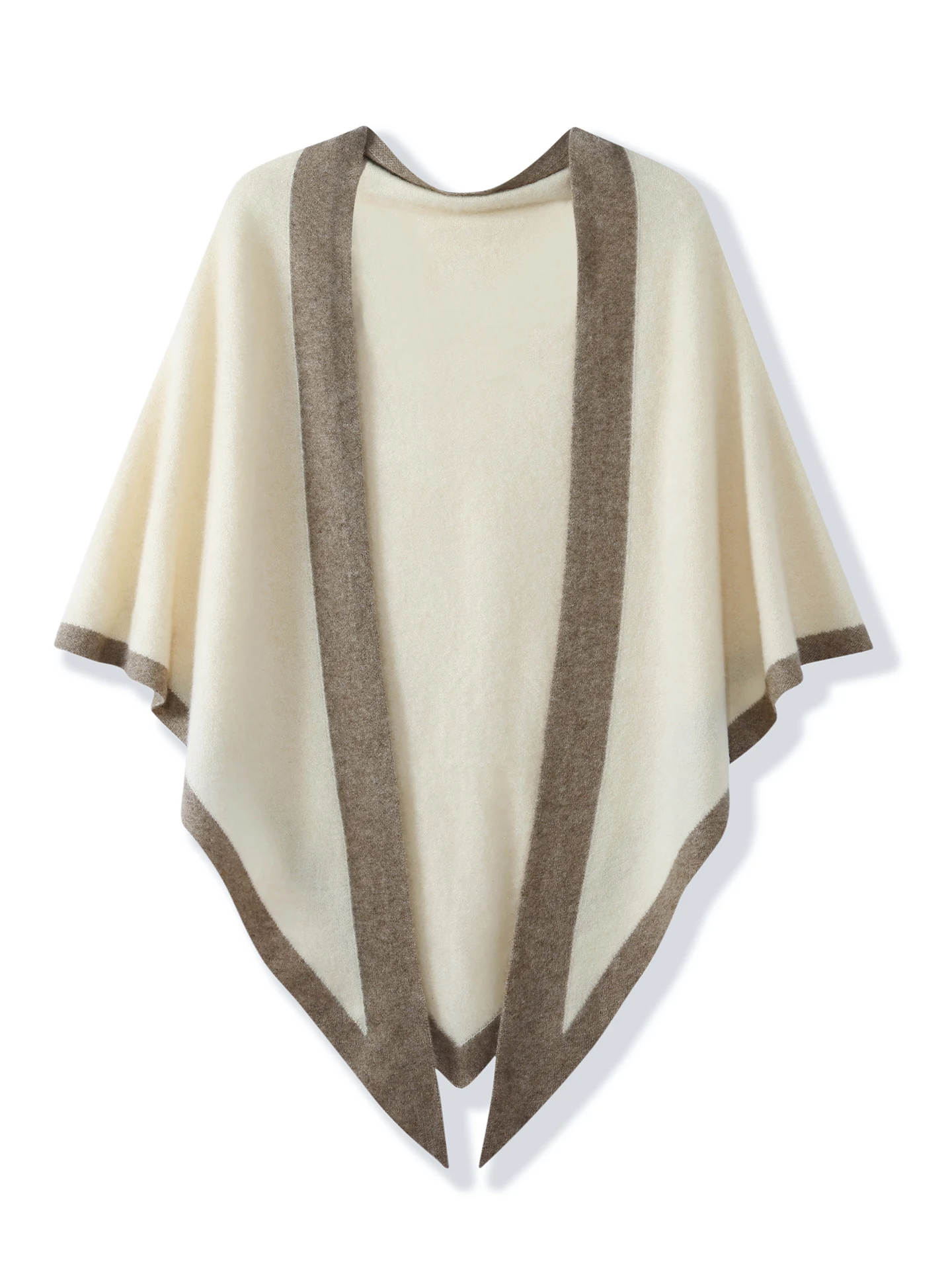 

Women's Elegant 100% Wool Triangular Scarf Color Blocked Shawl Autumn Winter Cashmere Knitted Outerwear