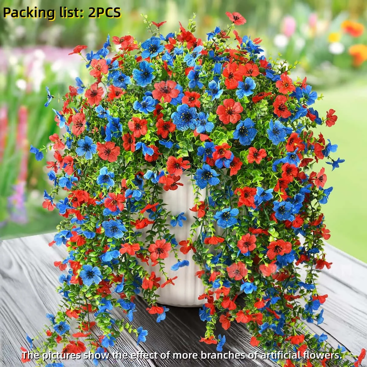 2 stuks UV-bestendig gemengde kleur hangende kunstbloemen planten realistische zijdeachtige lente zomer buiten decor voor thuis patio tuin