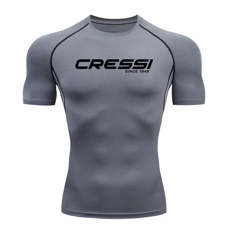 2026 New Men's Fitted Fitness Clothing, Sun-protective, Swimming T-shirt