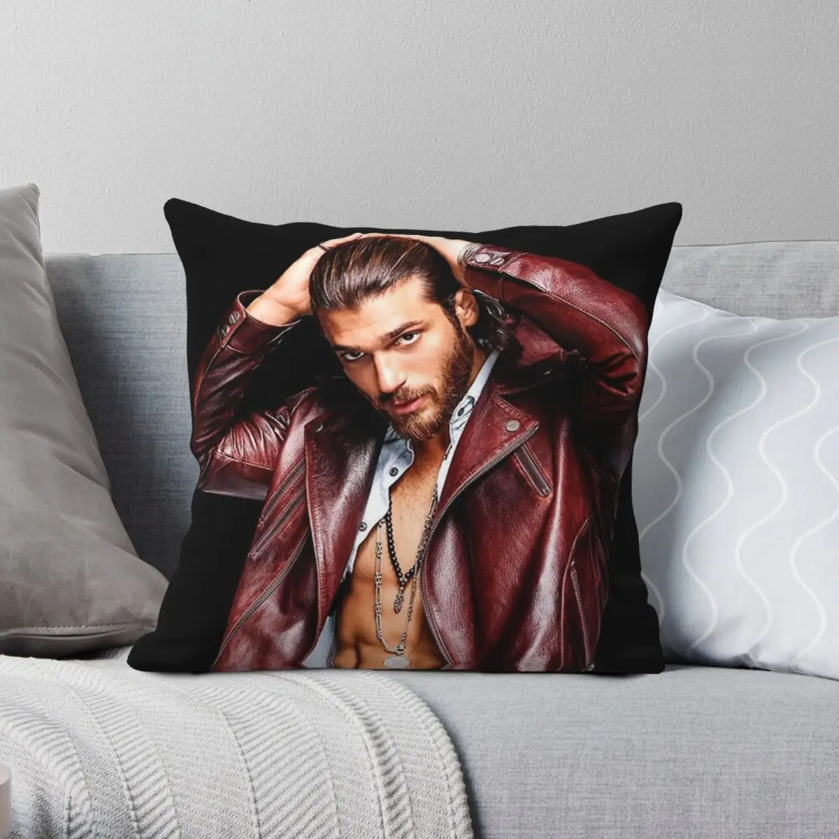 Can Yaman Turkish Actor Square Pillowcase Polyester Linen Velvet Printed Zip Decor Throw Pillow Case Home Cushion Cover