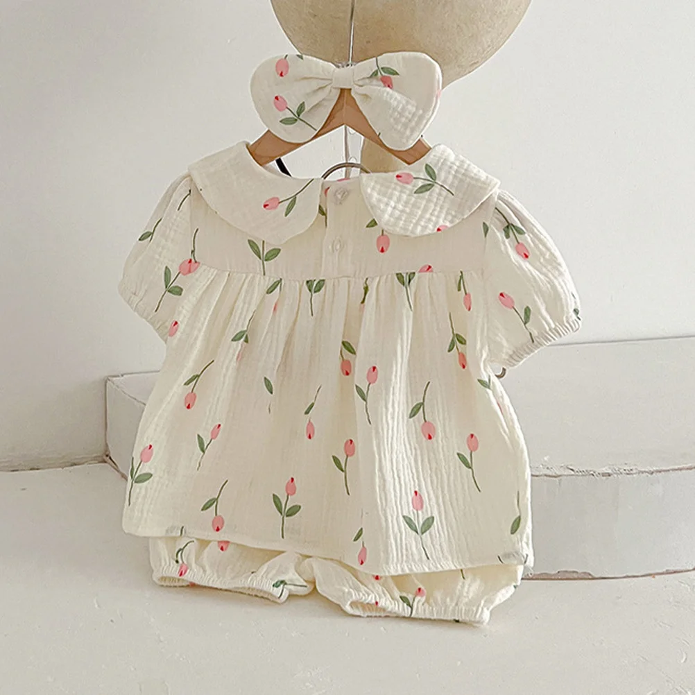 

1Set Summer Cotton Baby Girl Short Sleeve Clothes Newborn Essentials Diaper Change Outfit Toddler Girl Summer Clothes