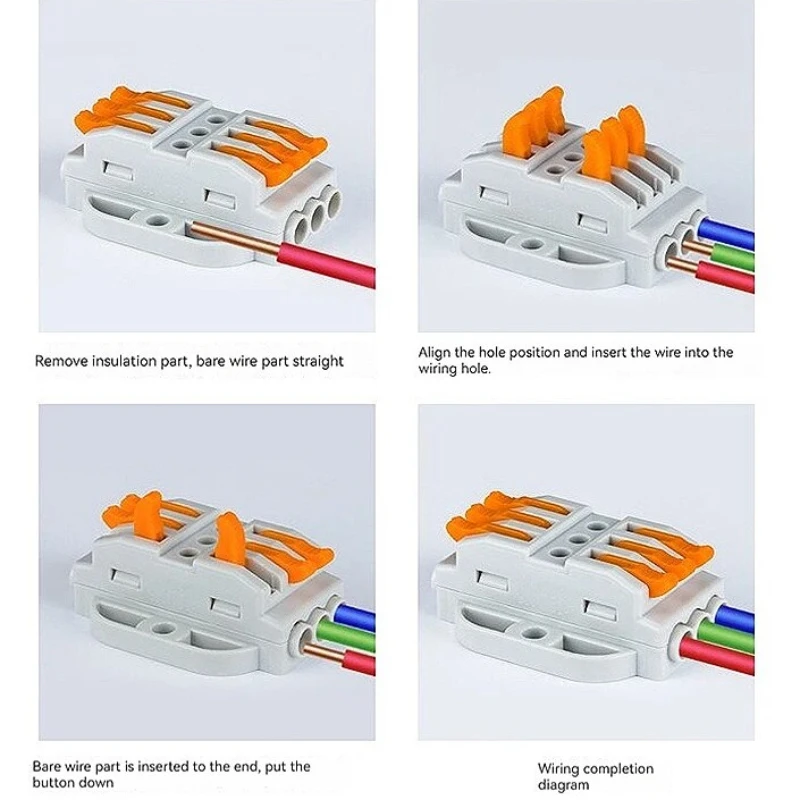 5PCS Quick Wiring Terminal Connector, Press Type Light Fixture Wire Splitter, Parallel Terminals,2/3/4 In 2/3/4 Out