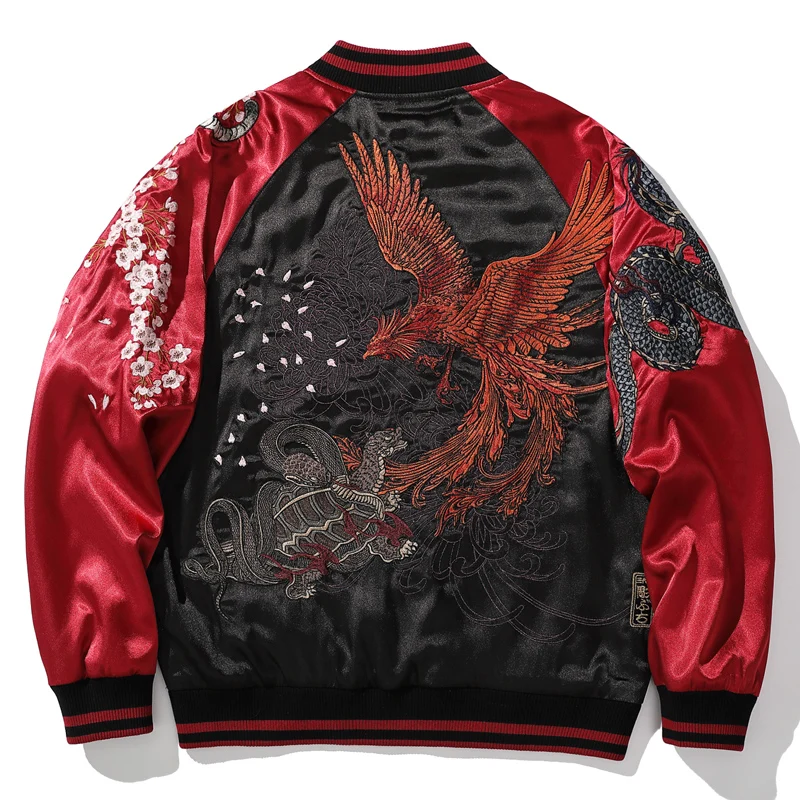 Spring and Autumn Dragon Embroidery Men's Jacket  Outerwear Yokosuka Four God Beast Baseball Blue Dragon White Tiger Zhu...