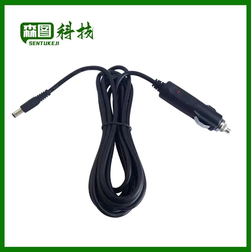 Car Cigarette Lighter 5.5*2.1mm Plug Cigar Power Connector Fused With Light LED With 1.5m Wire Cable End Caps