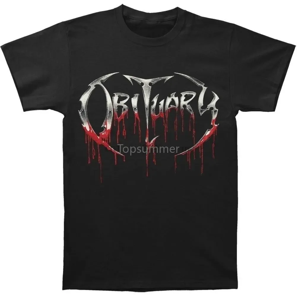 Obituary Men'S Fashion Bloody Logo Black T-Shirt