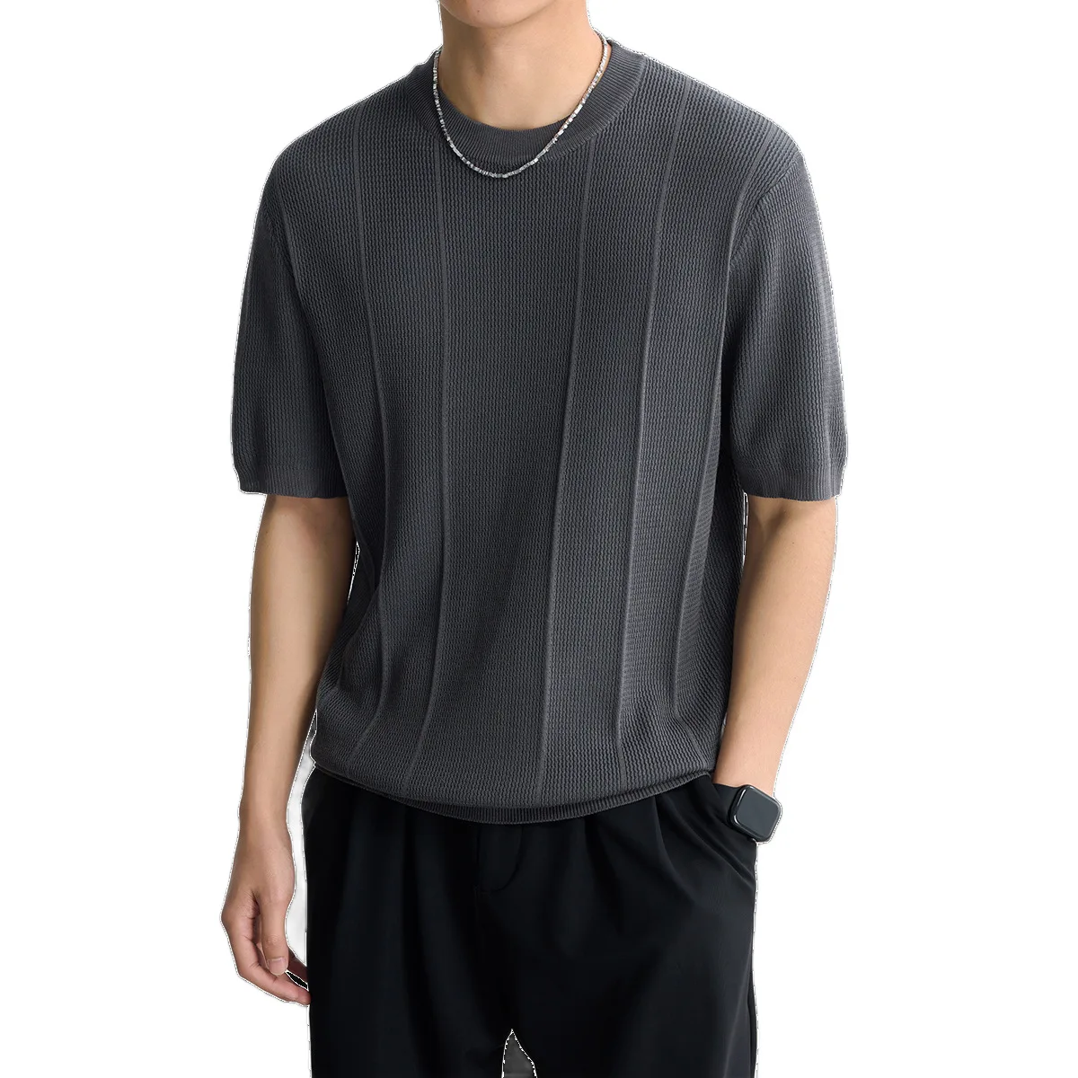 2026 Ice Silk Short Sleeve T-Shirt Summer New Loose Thin Breathable Men's Half Sleeve Top Premium T-Shirt