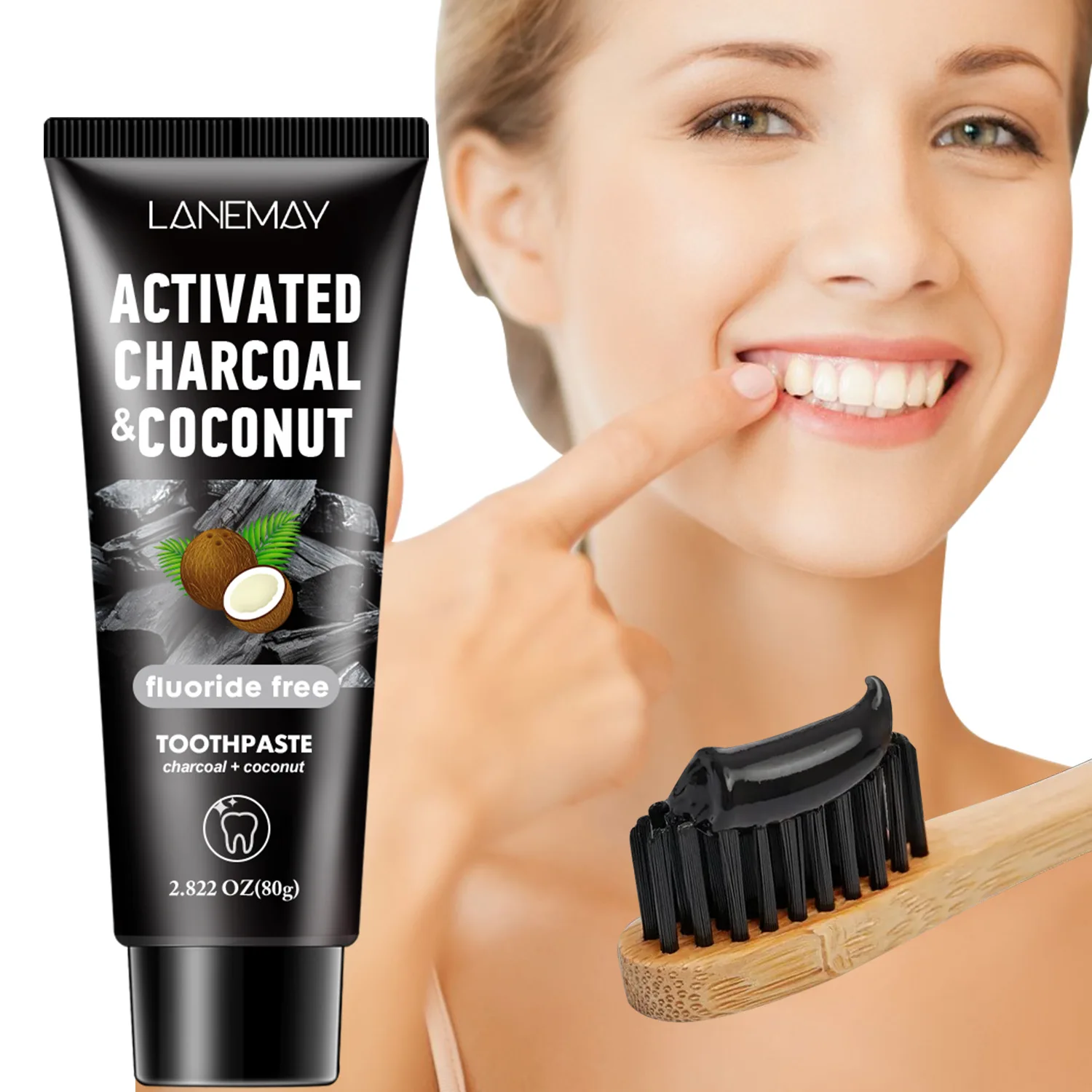 

Fresh Coconut Toothpaste, Remove Bad Breath, Yellow Teeth, Oral Care, Bamboo Charcoal Whitening, Stain Removal Toothpaste.