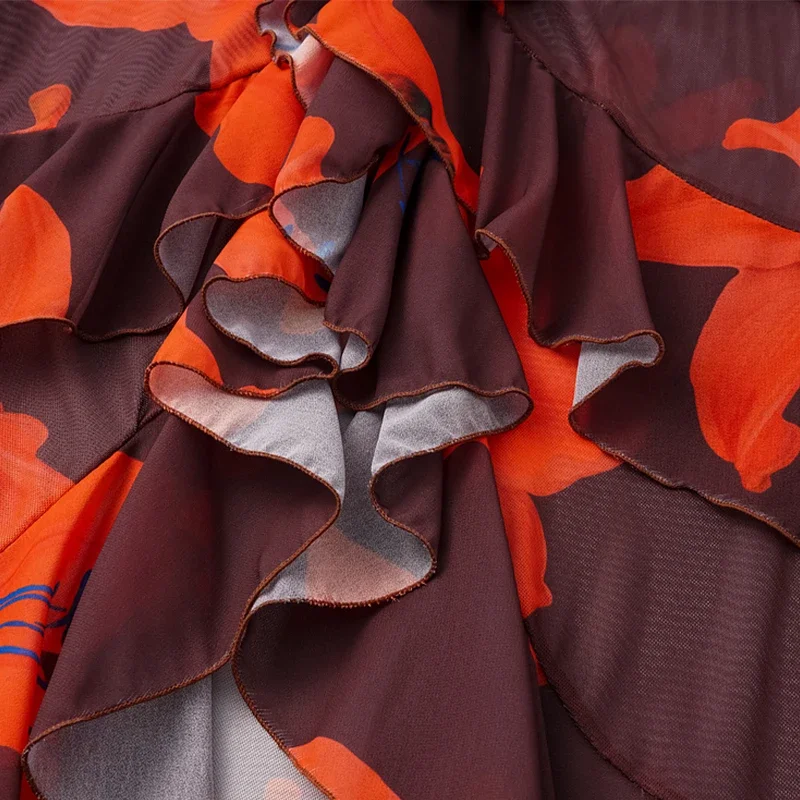 مثير ملابس السباحة النساء مجموعة البكيني زنبق التباين طباعة النسيج المرقعة تنورة رفع ملابس السباحة Biquini ارتداءها لباس سباحة