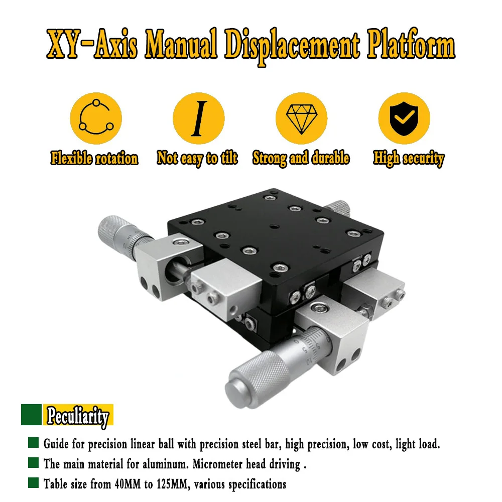 XY Axis 70*70-125*125 Micrometer Sliding Stage Platform Manual Displacement Sliding Table Guide Rail LY70/LY80/LY90/LY100/LY125